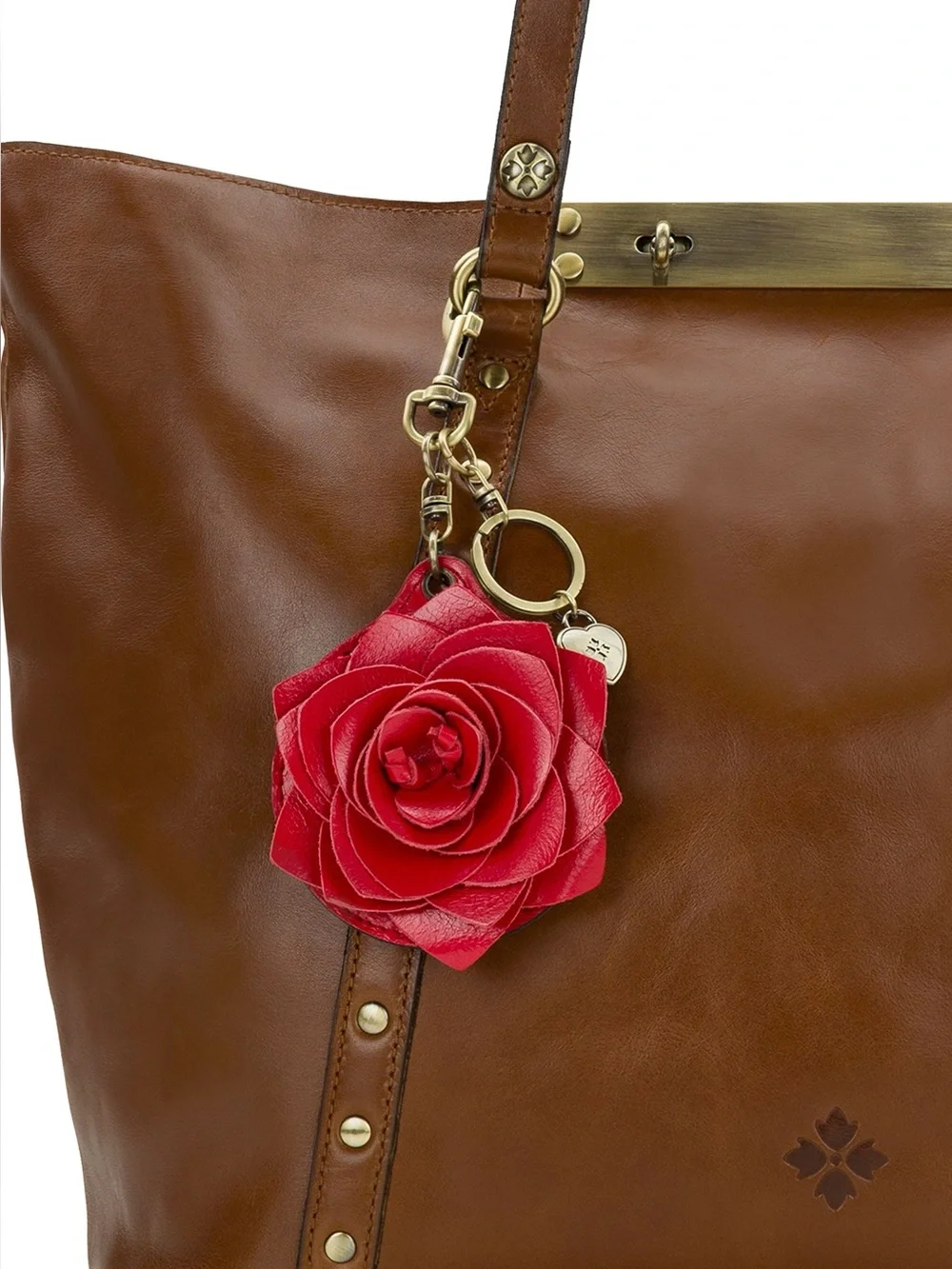 Patricia Nash Parisian Rose Leather Bag Charm Mirror Keychain NWT